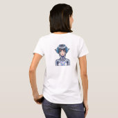Futuristic Cyberpunk Anime Girl T-Shirt - Holograp Tシャツ (裏面フル)