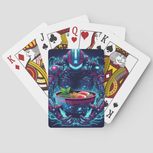 Futuristic Cyberpunk Robot Neon Food Ramen トランプ (裏面)