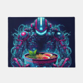 Futuristic Cyberpunk Robot Neon Food Ramen ドアマット (正面)