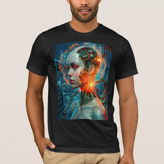 Futuristic Cyborg Neural Network Sci-Fi Tech Tシャツ (正面)