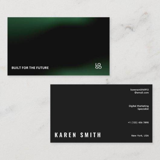 Futuristic Dark Tech Startup Business Card 名刺 (正面/裏面)