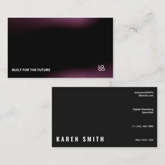 Futuristic Dark Tech Startup Business Card 名刺 (正面/裏面)