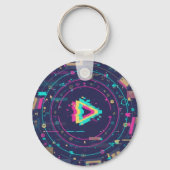 Futuristic Digital Play Button Abstract design  キーホルダー (正面)