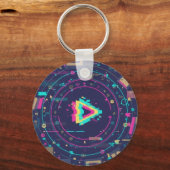 Futuristic Digital Play Button Abstract design  キーホルダー (正面)