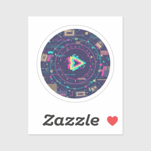 Futuristic Digital Play Button Abstract design  シール (シート)