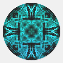 Futuristic Electric Plasma Fractal Design ラウンドシール