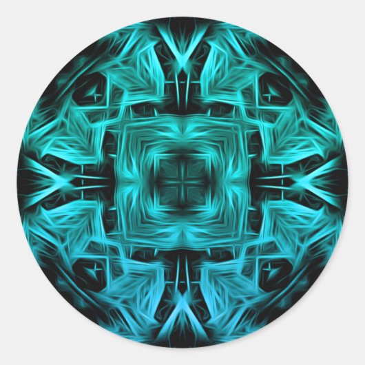 Futuristic Electric Plasma Fractal Design ラウンドシール (正面)