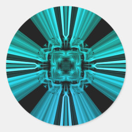 Futuristic Electric Plasma Fractal Design ラウンドシール