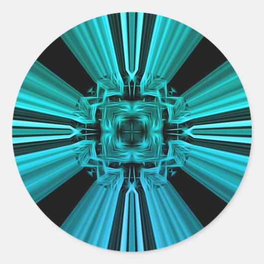 Futuristic Electric Plasma Fractal Design ラウンドシール (正面)