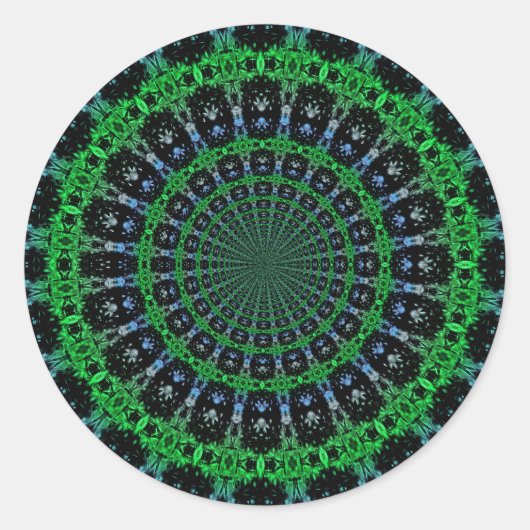 Futuristic Electric Plasma Fractal Design ラウンドシール (正面)