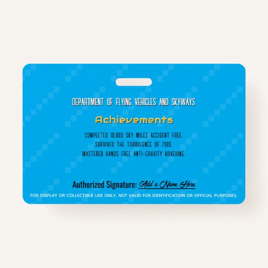 Futuristic Flying Car License Badge バッジ (裏面)