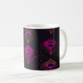 Futuristic Geometric Peacock & Neon Pulse mug コーヒーマグカップ (正面右)