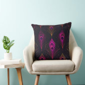 Futuristic Geometric Peacock & Neon Pulse Pillow クッション (椅子)