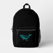 Futuristic Geometric Whale Backpack プリントバックパック (正面)