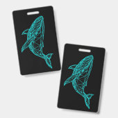 Futuristic Geometric Whale Badge バッジ (正面&裏面)