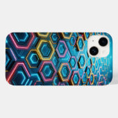 Futuristic Glowing Hexagon Phone Case - Neon Cyber Case-Mate iPhoneケース (裏面 (横))