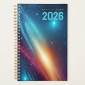 Futuristic Glowing Neon Abstract Cosmic Space プランナー手帳 (正面)