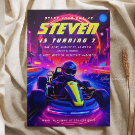 Futuristic Go-Kart Racing Birthday Party 招待状