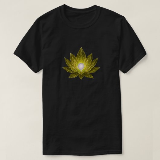Futuristic Golden Crystal Lotus • Sci-Fi Energy Tシャツ (デザイン正面)