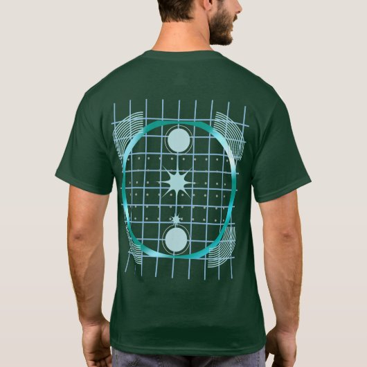 Futuristic Grid Circle Abstract Design Tシャツ (裏面)