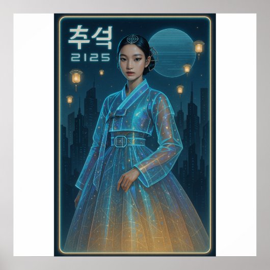Futuristic Hanbok Chuseok – 韓国のSci-Fiアート ポスター (正面)