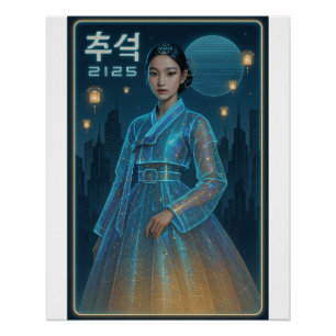 Futuristic Hanbok Chuseok – 韓国のSci-Fiアート ポスター