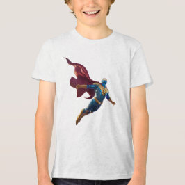 Futuristic Hero in Flight – Bold Sci-Fi Warrior  トライブレンドＴシャツ