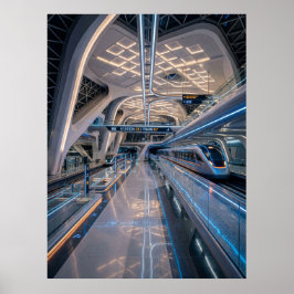 Futuristic High-Speed Train Station ポスター