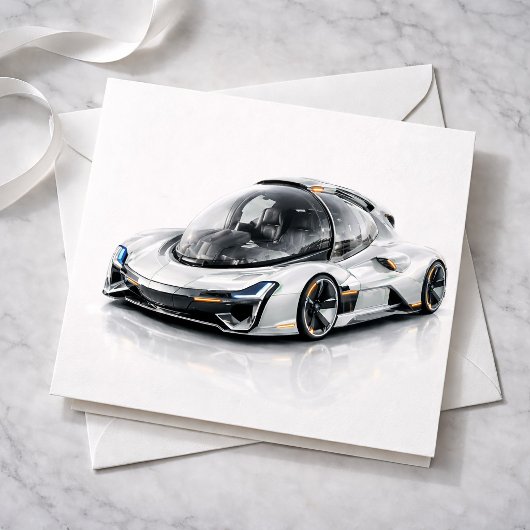 Futuristic High-Tech Concept Car Design Print カード
