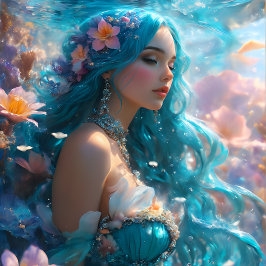 Futuristic Icy Blue Mermaid decoupage Paper  薄葉紙