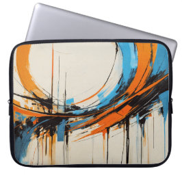 Futuristic Industrial Orange Blue Abstract Graphic ラップトップスリーブ