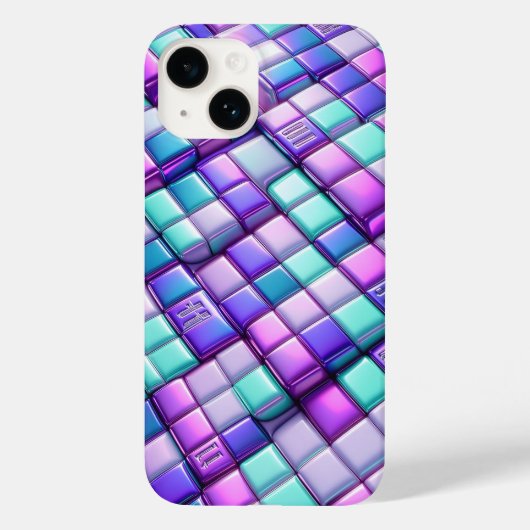 Futuristic Iridescent Tech Grid Phone Case - Metal Case-Mate iPhoneケース (裏面)