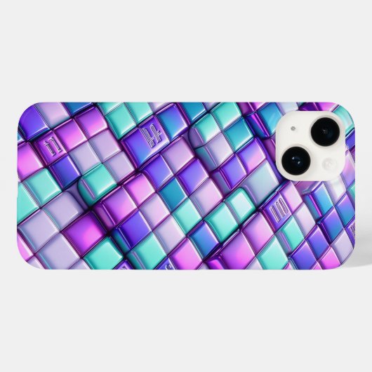 Futuristic Iridescent Tech Grid Phone Case - Metal Case-Mate iPhoneケース (裏面 (横))