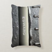 Futuristic Liquid Chrome Custom Name Silver アクセントクッション (正面(垂直))