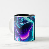 Futuristic Liquid Glow Geometric Mug ツートーンマグカップ (正面左)