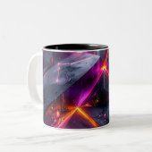 Futuristic Luminous Crystal Geometry Mug ツートーンマグカップ (正面左)