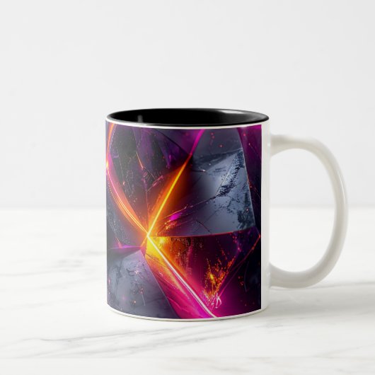 Futuristic Luminous Crystal Geometry Mug ツートーンマグカップ (右)
