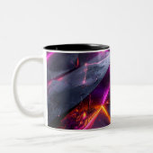 Futuristic Luminous Crystal Geometry Mug ツートーンマグカップ (左)