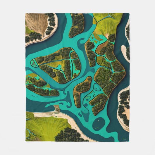 Futuristic Marshlands フリースブランケット (正面)