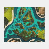 Futuristic Marshlands フリースブランケット (正面(横))