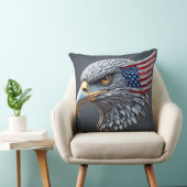 Futuristic metallic eagle with American flag クッション (椅子)