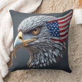 Futuristic metallic eagle with American flag クッション (ブランケット)