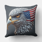 Futuristic metallic eagle with American flag クッション (裏面)