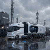 Futuristic Mobile Data Center Truck Card カード