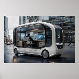 Futuristic Mobile Office Pod in Urban Nature  ポスター