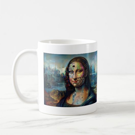 Futuristic Mona Lisa AI Art Mug コーヒーマグカップ (左)