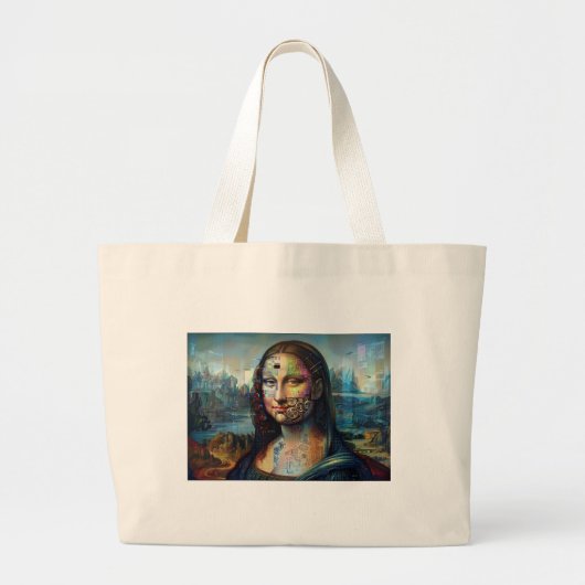 Futuristic Mona Lisa Jumbo Tote Bag ラージトートバッグ (正面)