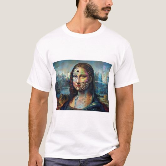 Futuristic Mona Lisa Men’s T-Shirt Tシャツ (正面)