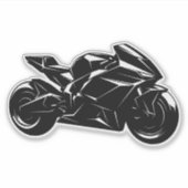 Futuristic Motorcycle Black White Vector  シール (正面)