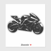 Futuristic Motorcycle Black White Vector  シール (シート)